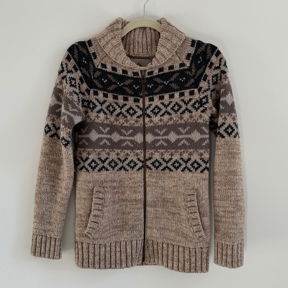 Vintage Beaver Canoe Wool Blend Zip Up Knit Cardigan | XS